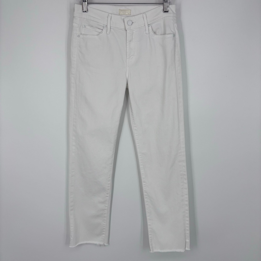Mother The Rascal Ankle Snippet Jeans Womens 27 Stayin Alive White Denim